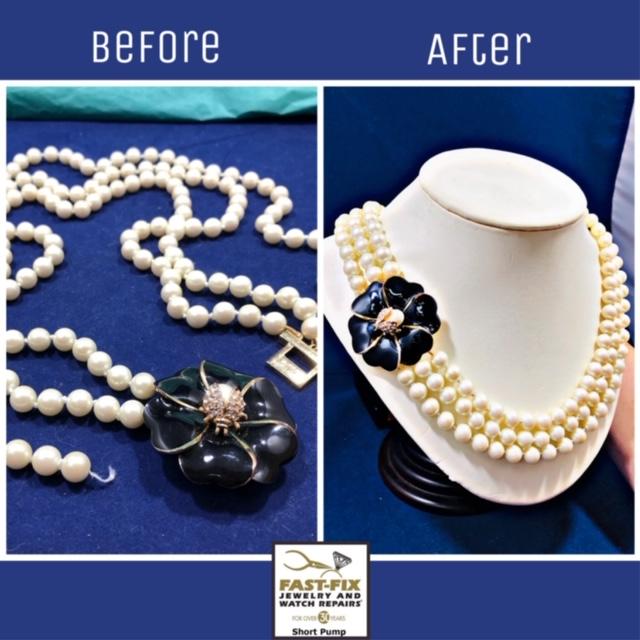 We can restring pearls and beads