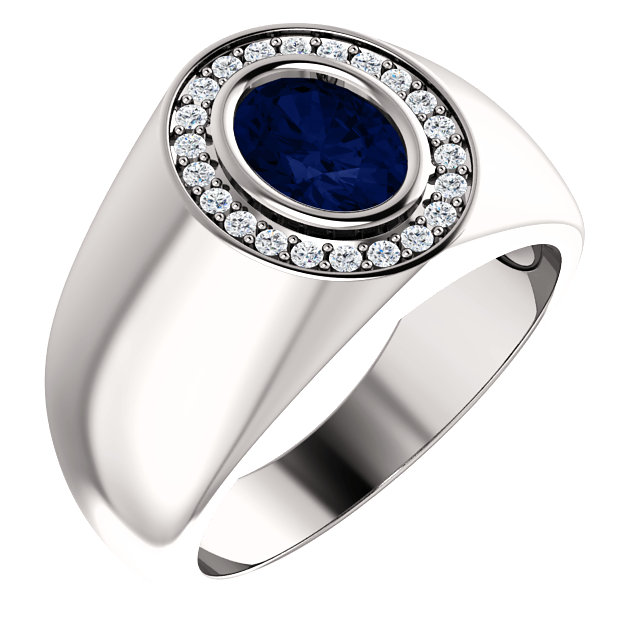 Sapphire and diamond men's ring