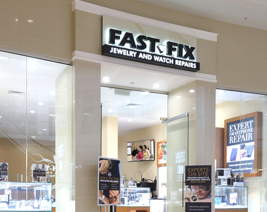 Front of a Fast Fix franchise location in a mall