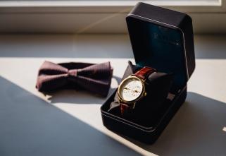 A repaired watch in a gift box.